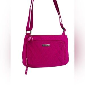 NWOT Vera Bradley Magenta Pink Microfiber Zip Hipster Crossbody Bag